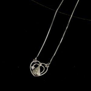 Colar coração com nossa senhora (Ródio)